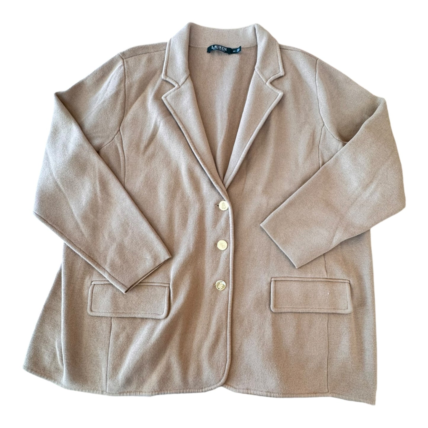 Sweater Cardigan By Lauren By Ralph Lauren In Brown, Size:3X