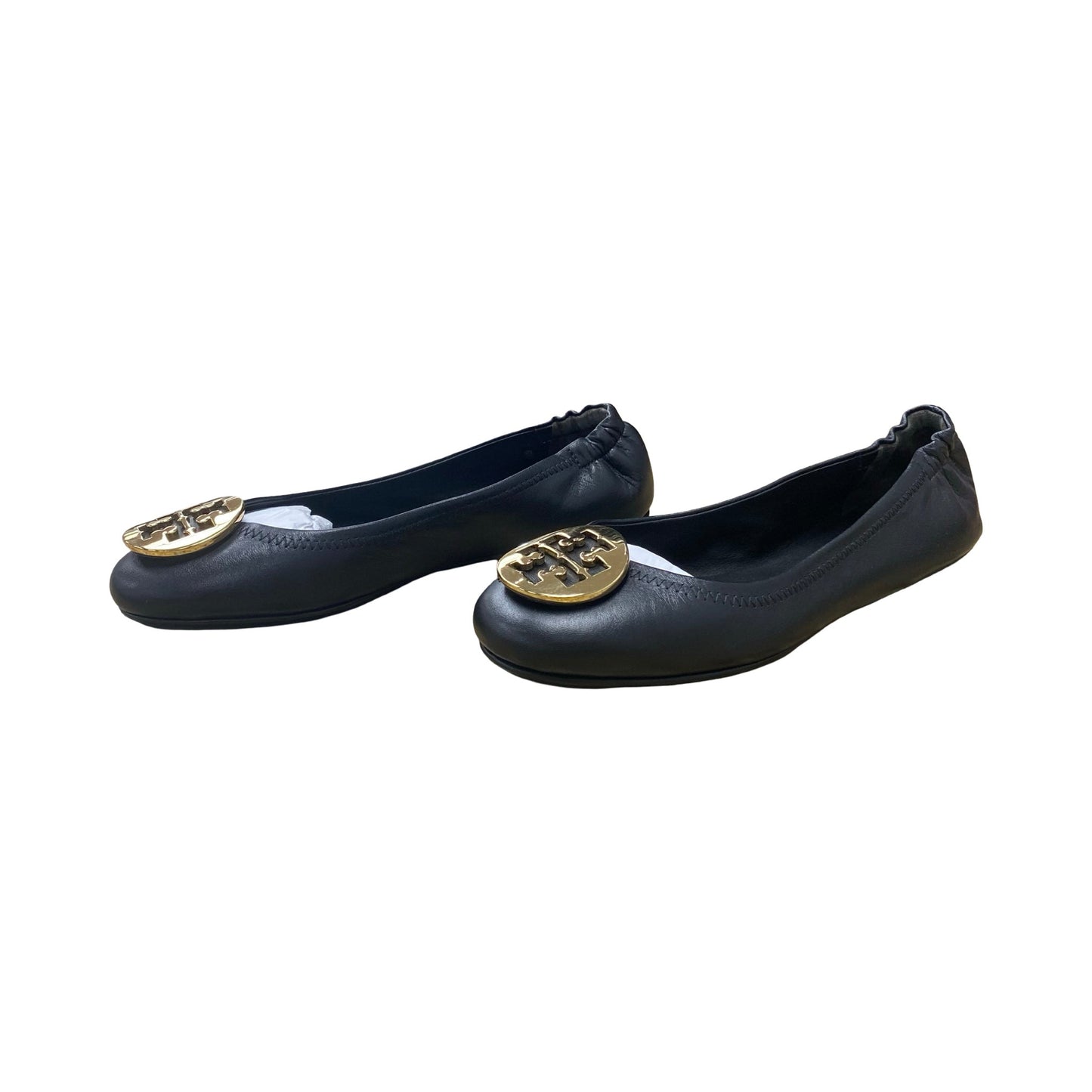 Shoes Designer By Tory Burch In Black & Gold, Size:8
