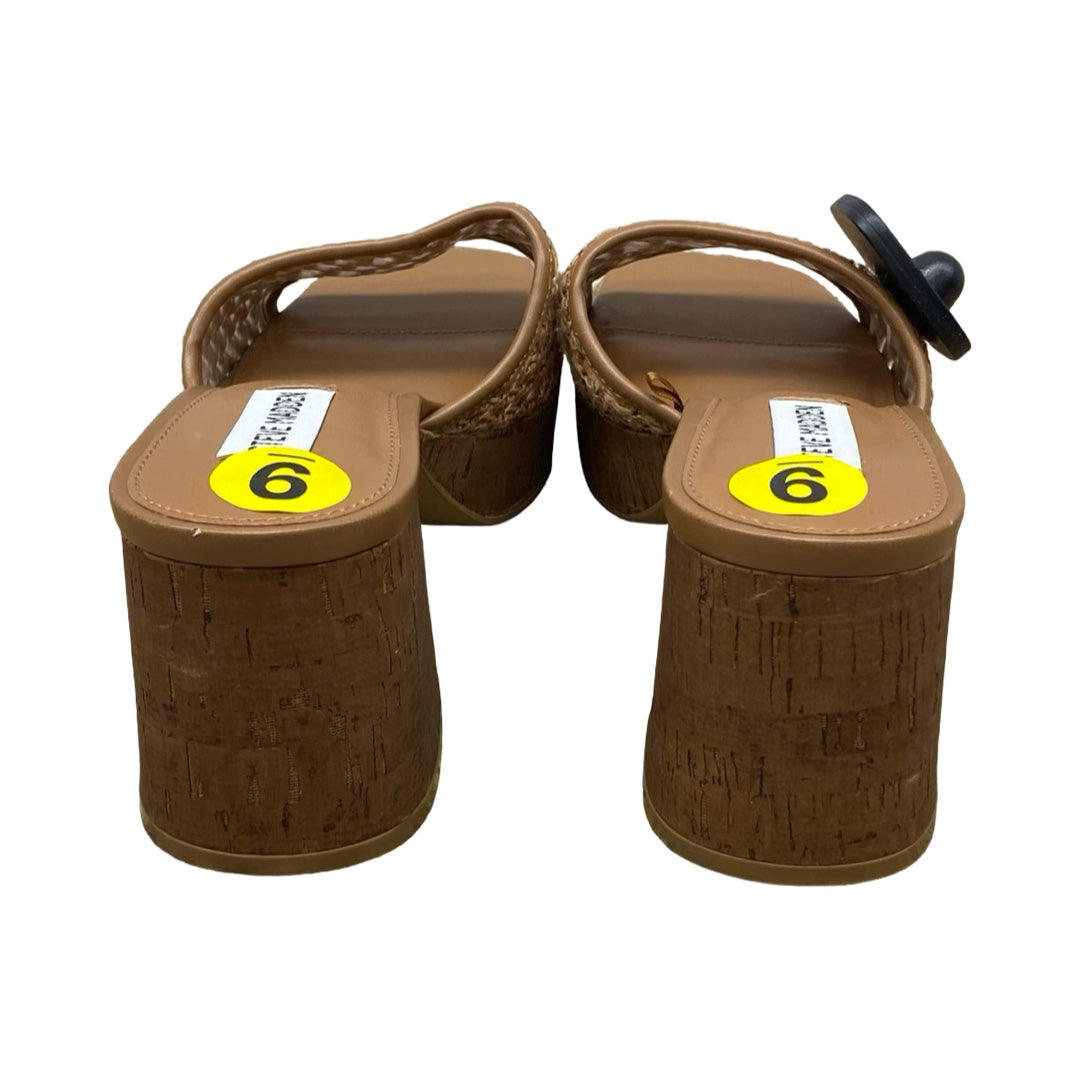 Sandals Heels Block By Steve Madden In Brown, Size:9