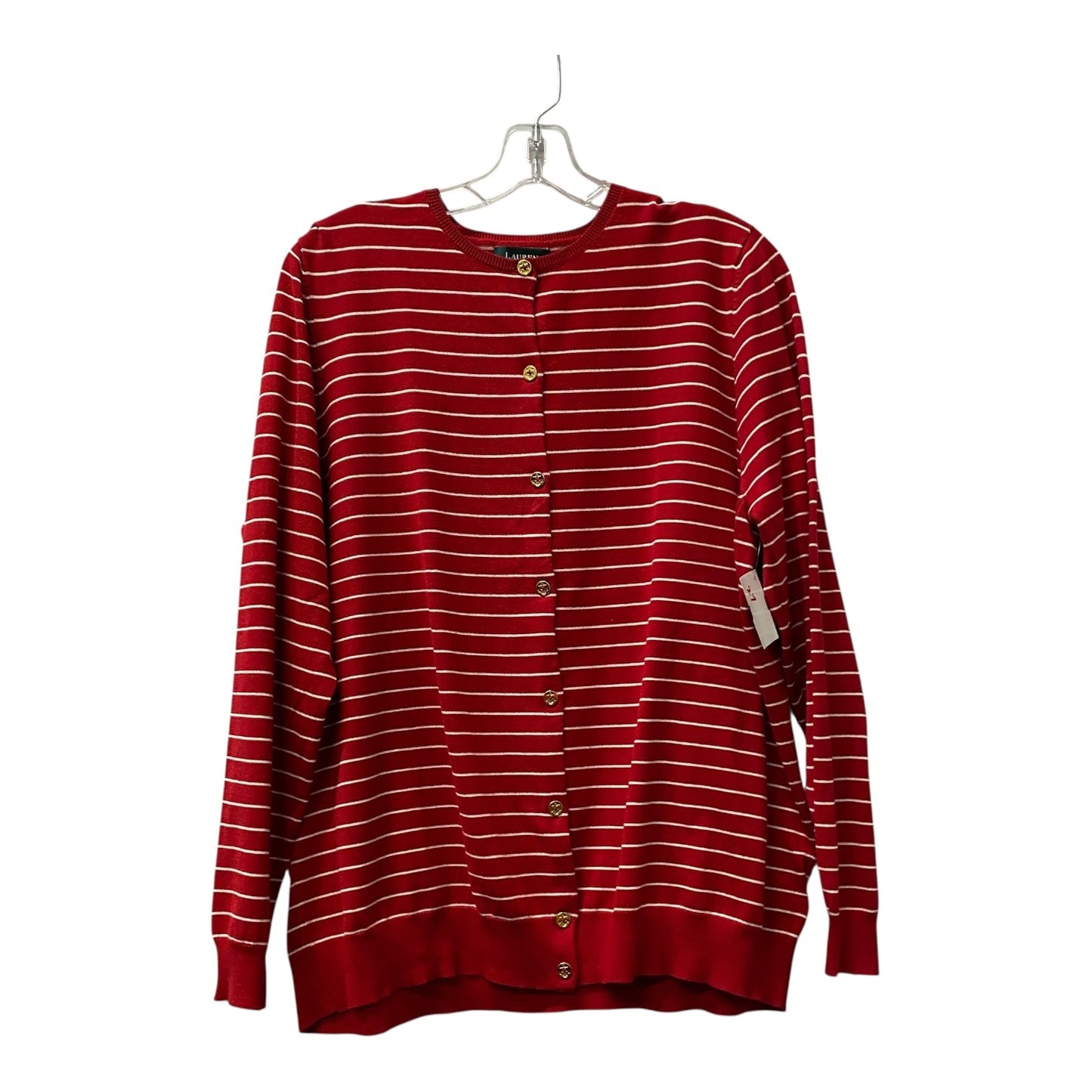Sweater Cardigan By Lauren By Ralph Lauren In Red, Size:2X