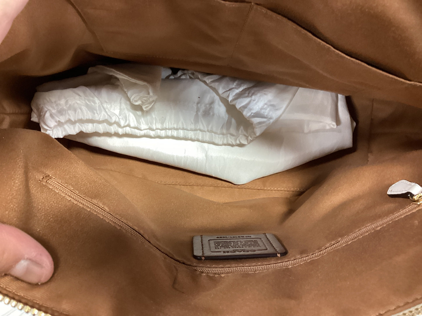 Handbag Designer By Coach In Cream, Size:Large