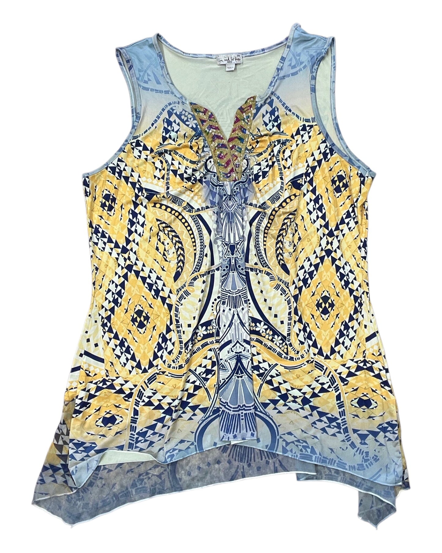 Top Sleeveless By Live And Let Live In Yellow, Size:2X