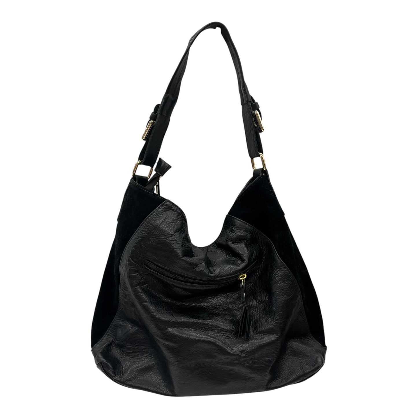 Handbag Leather By Clothes Mentor In Black, Size:Medium