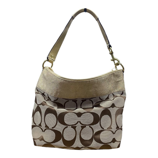 Handbag Designer By Coach In Gold & Tan, Size:Medium