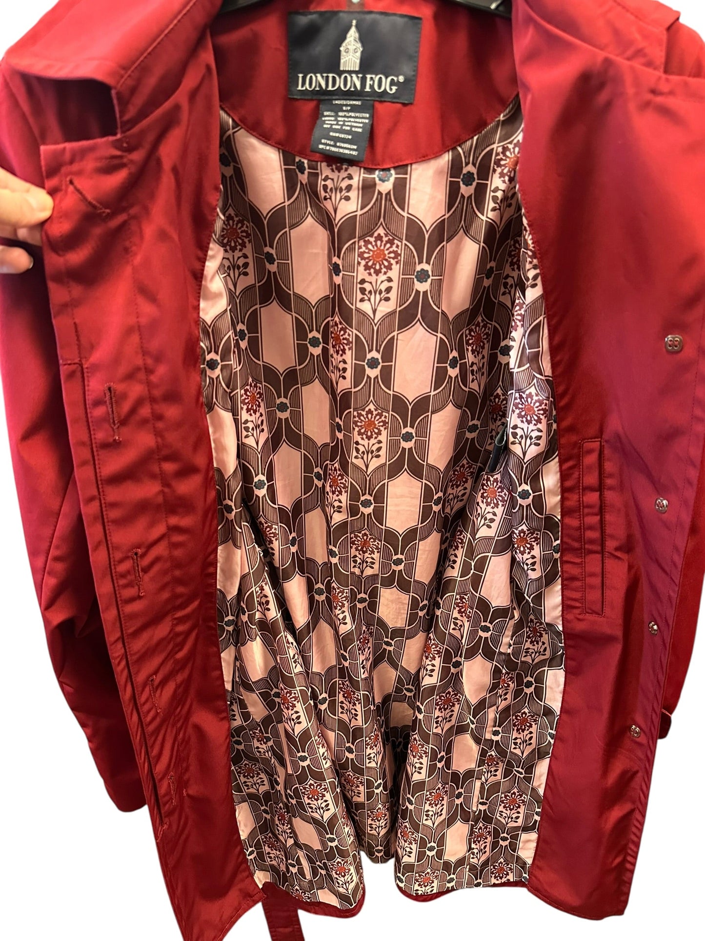 Coat Raincoat By London Fog In Red, Size:Sp