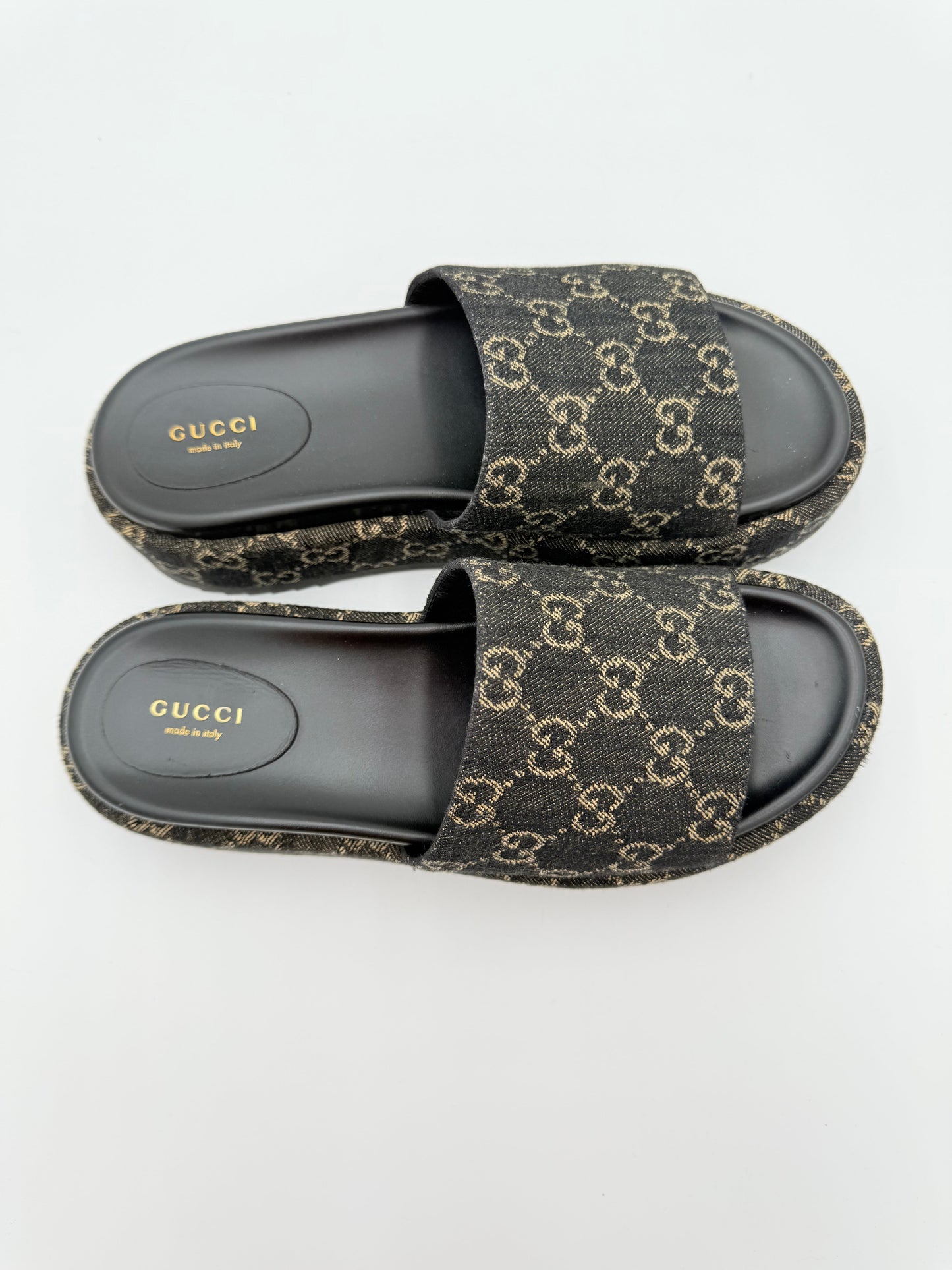 Sandals Luxury Designer By Gucci In Black & Cream, Size:10