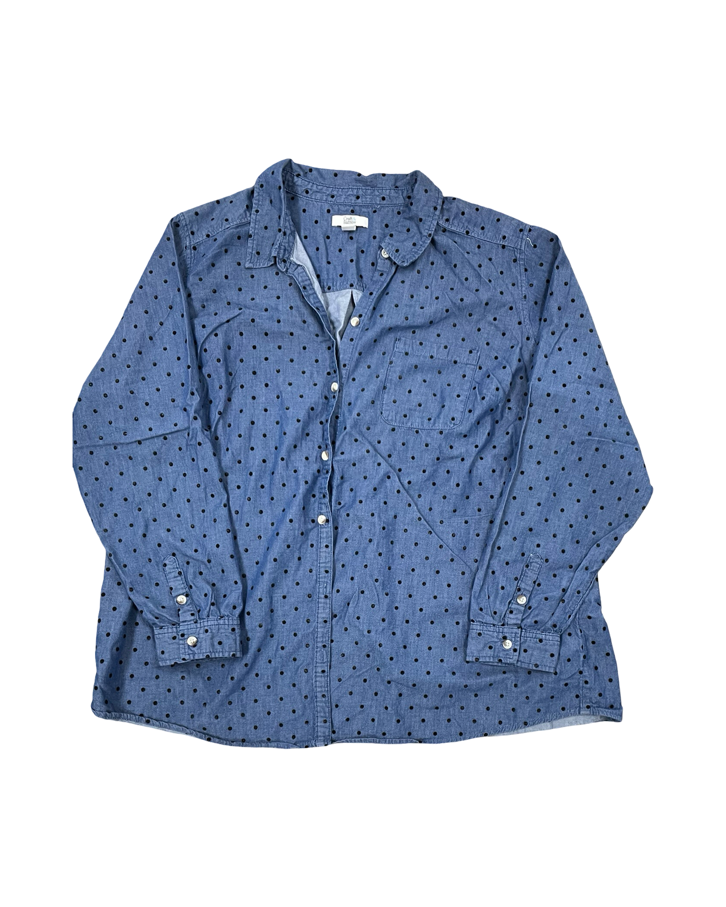Blouse Ls By Croft And Barrow In Blue Denim, Size:2X