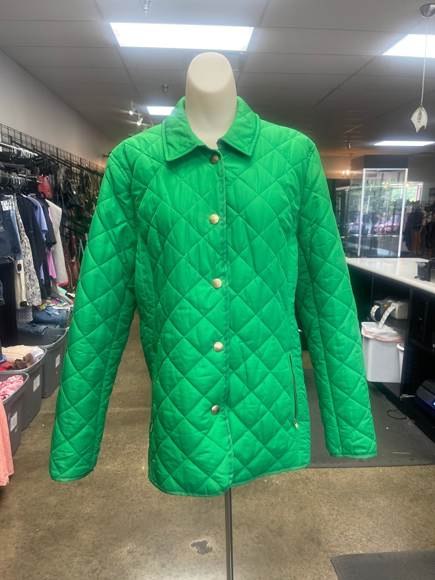 Jacket Puffer & Quilted By Crown And Ivy In Green, Size:L