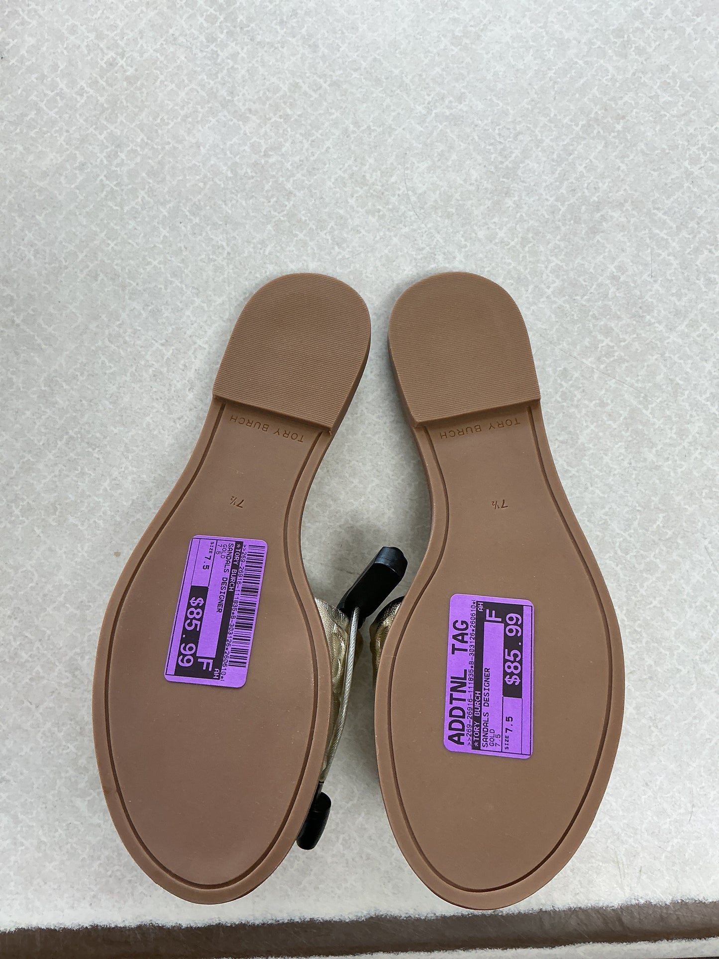 Sandals Designer By Tory Burch In Gold, Size:7.5
