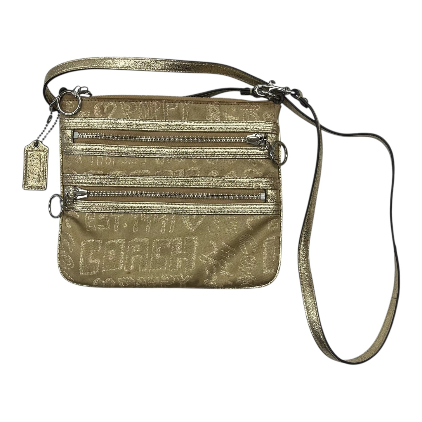 Crossbody Designer By Coach In Gold, Size:Medium