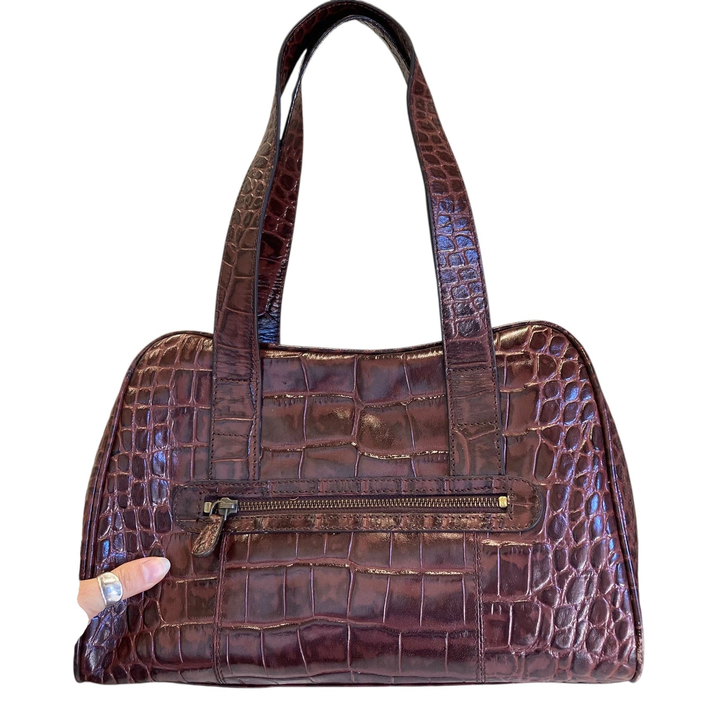 Handbag Leather By Michael Rome Designs In Brown, Size:Large