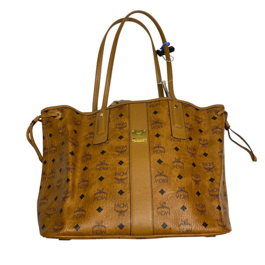 Tote Luxury Designer By Mcm In Brown, Size:Large