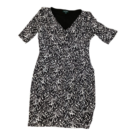 Dress Party Short By Lauren By Ralph Lauren In Black & Cream, Size:16