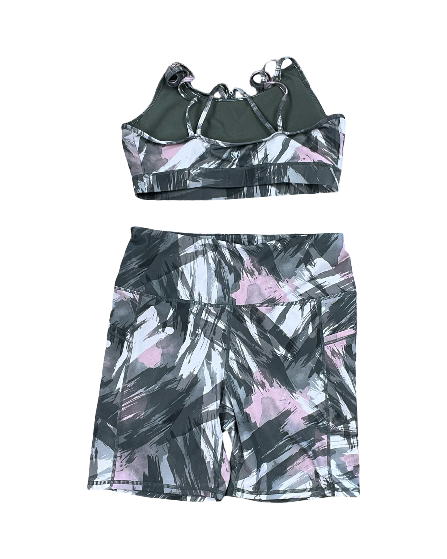 Athletic Shorts 2Pc By Gaiam In Green & Pink, Size:L