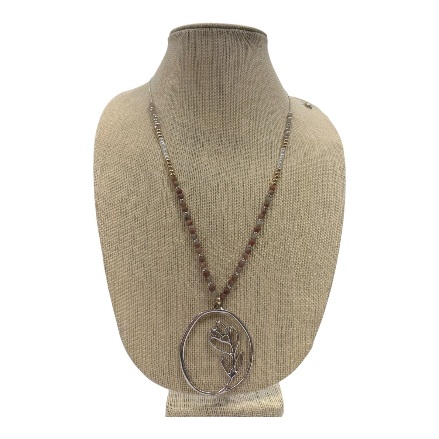 Necklace Pendant  In Pink & Silver