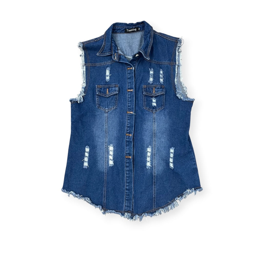 Vest Other By Clothes Mentor In Blue Denim, Size:Xl