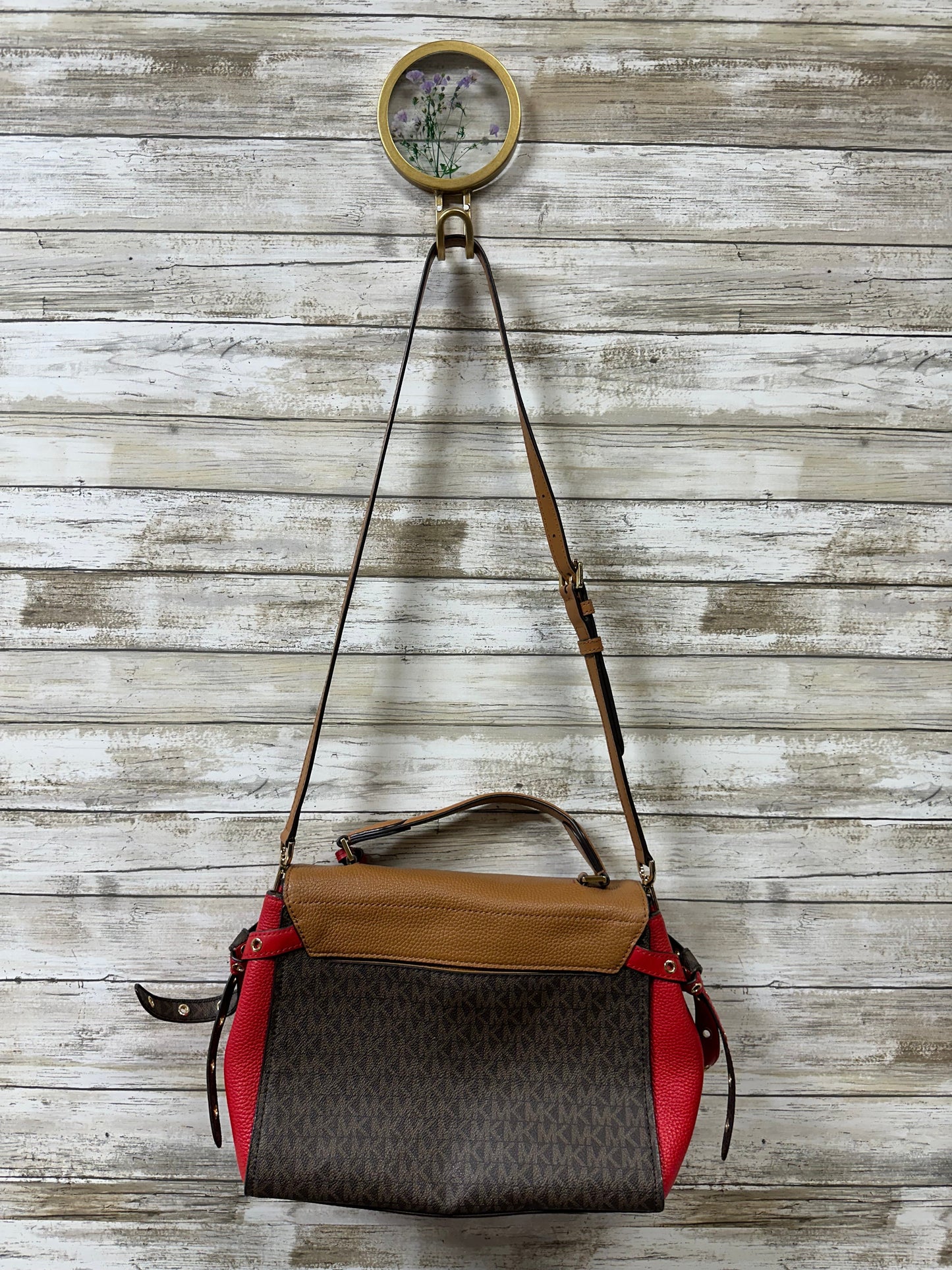Handbag Designer By Michael Kors In Brown & Red, Size:Medium