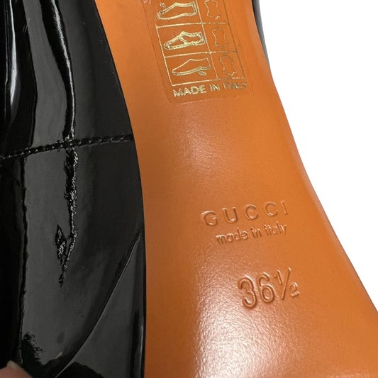 Shoes Luxury Designer By Gucci In Black, Size: 6.5