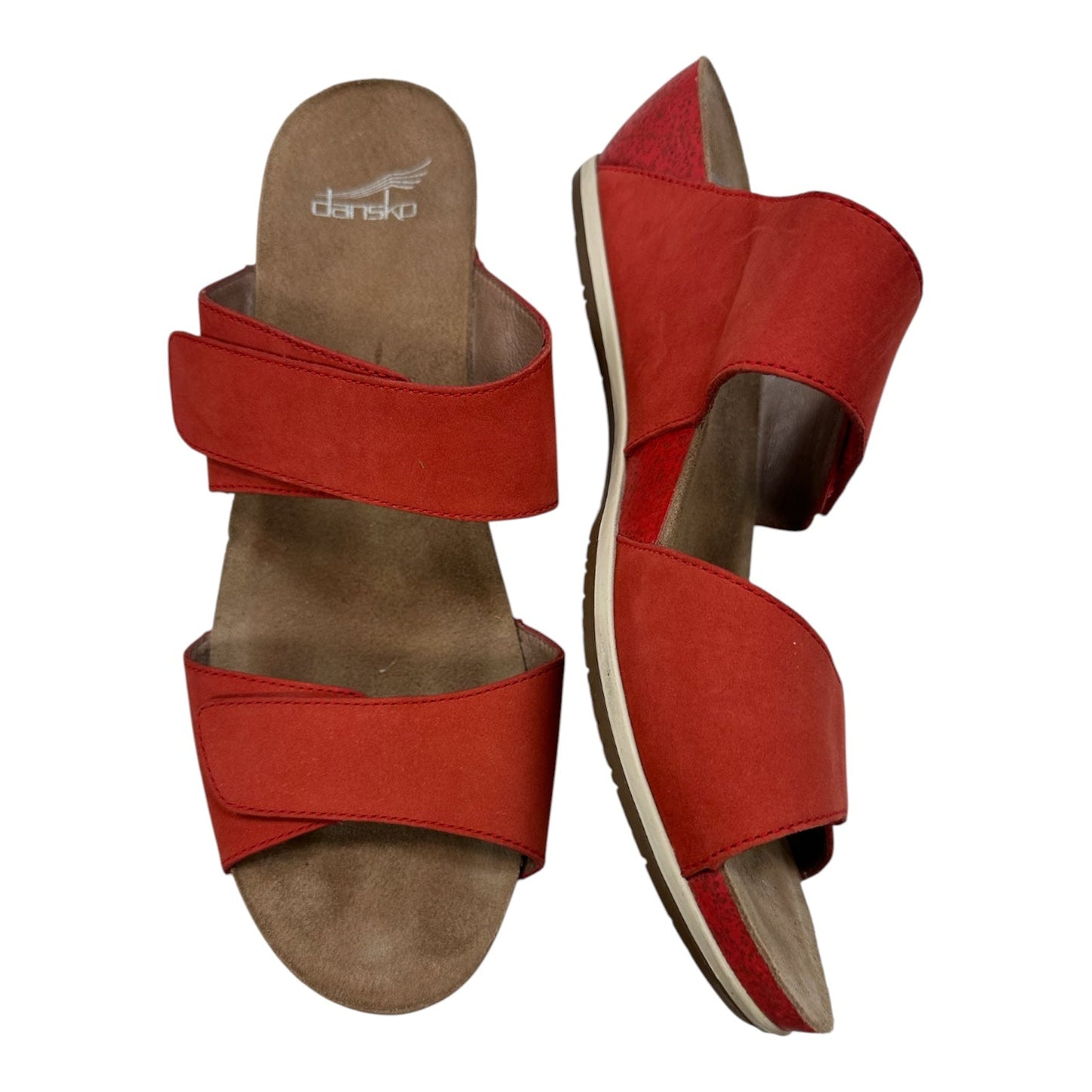 Sandals Heels Wedge By Dansko In Red, Size:10.5