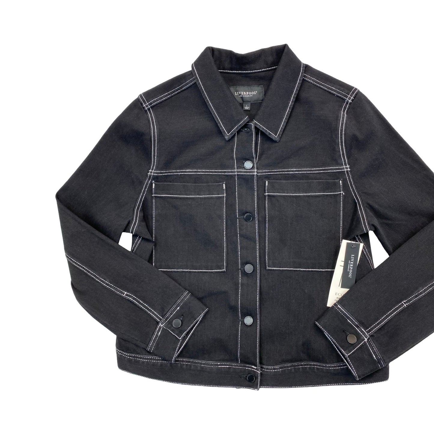 Jacket Denim By Liverpool In Black Denim, Size:L