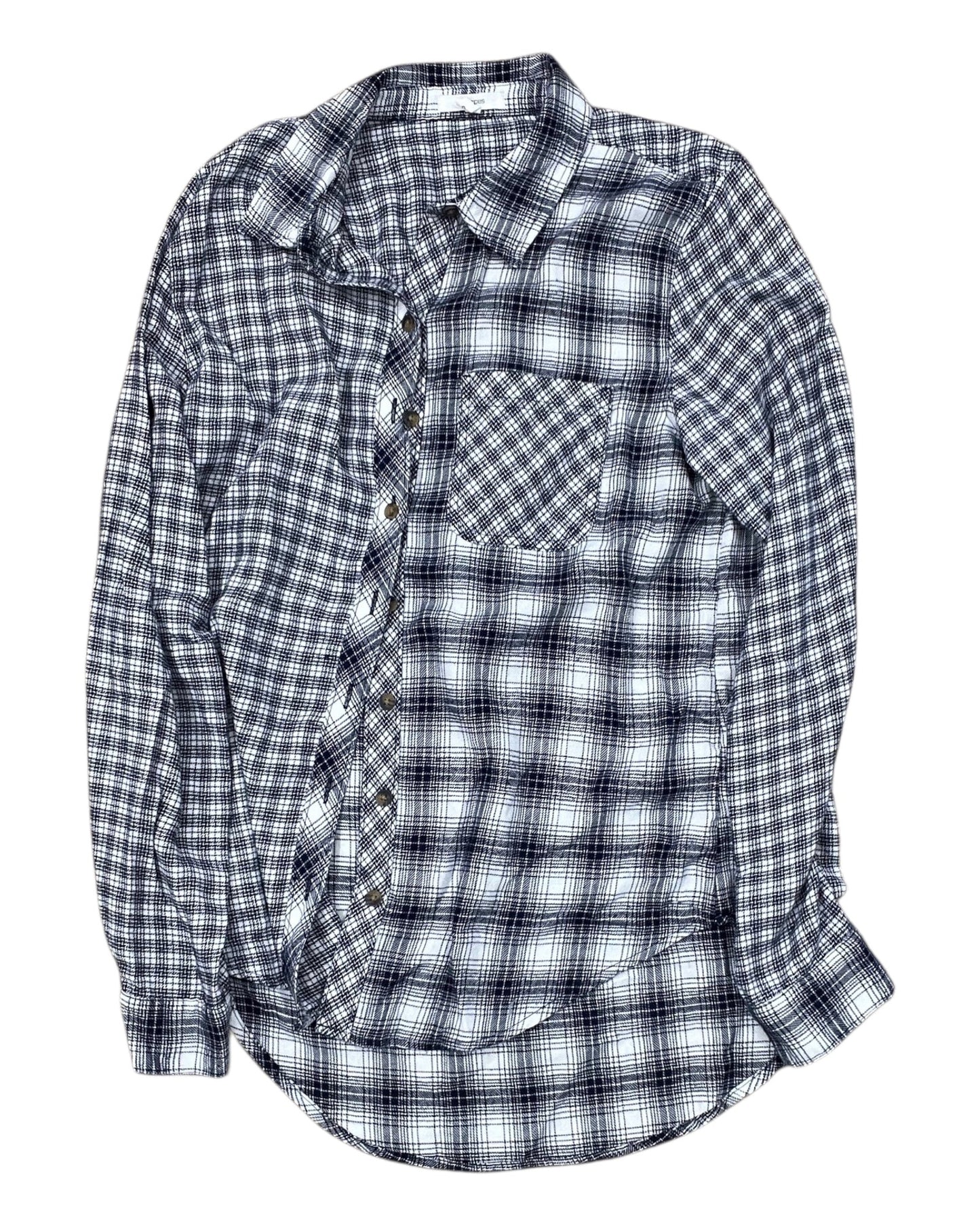 Blouse Ls By Clothes Mentor In Blue & White, Size:M