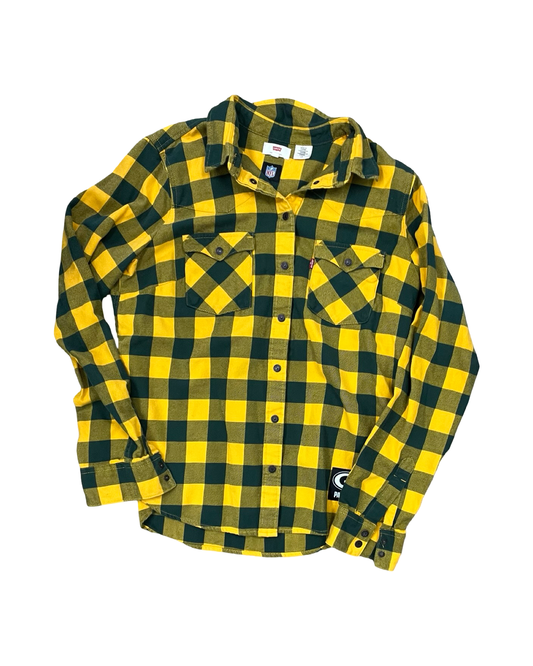 Blouse Ls By Levis In Green & Yellow, Size:L