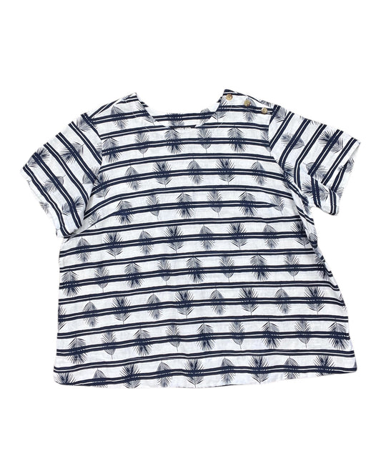 Top Ss By Lands End In Blue & White, Size:1X