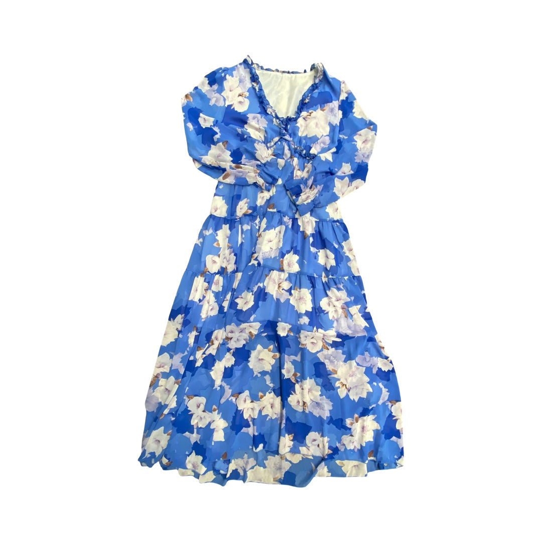 Dress Casual Maxi By Cmc In Blue & White, Size:M