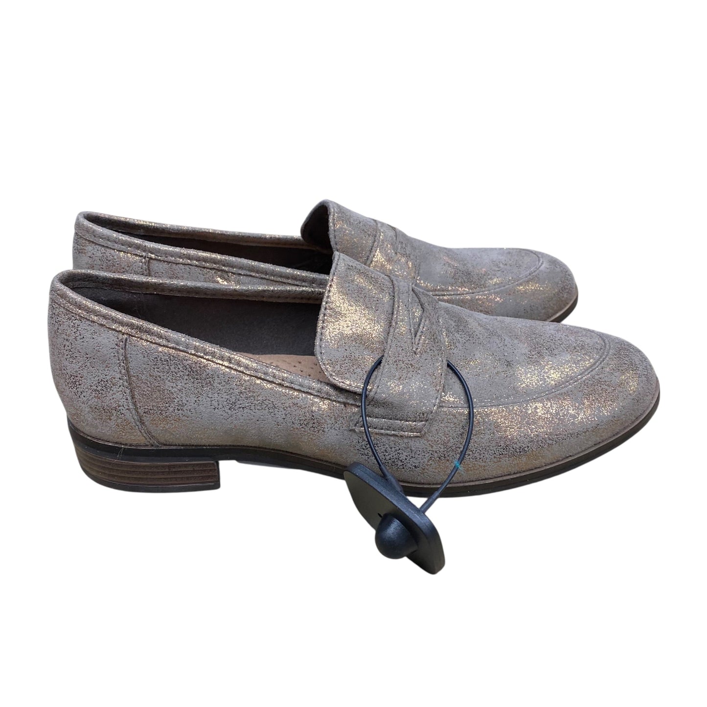 Shoes Flats By Clarks In Brown & Gold, Size:9.5