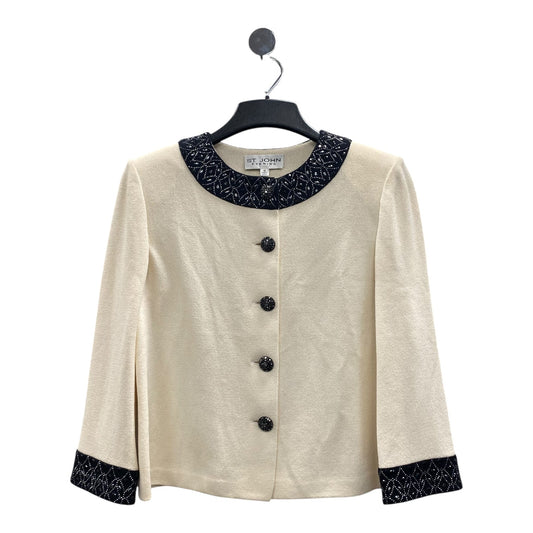 Blazer Designer By St John Collection In Ivory, Size:M
