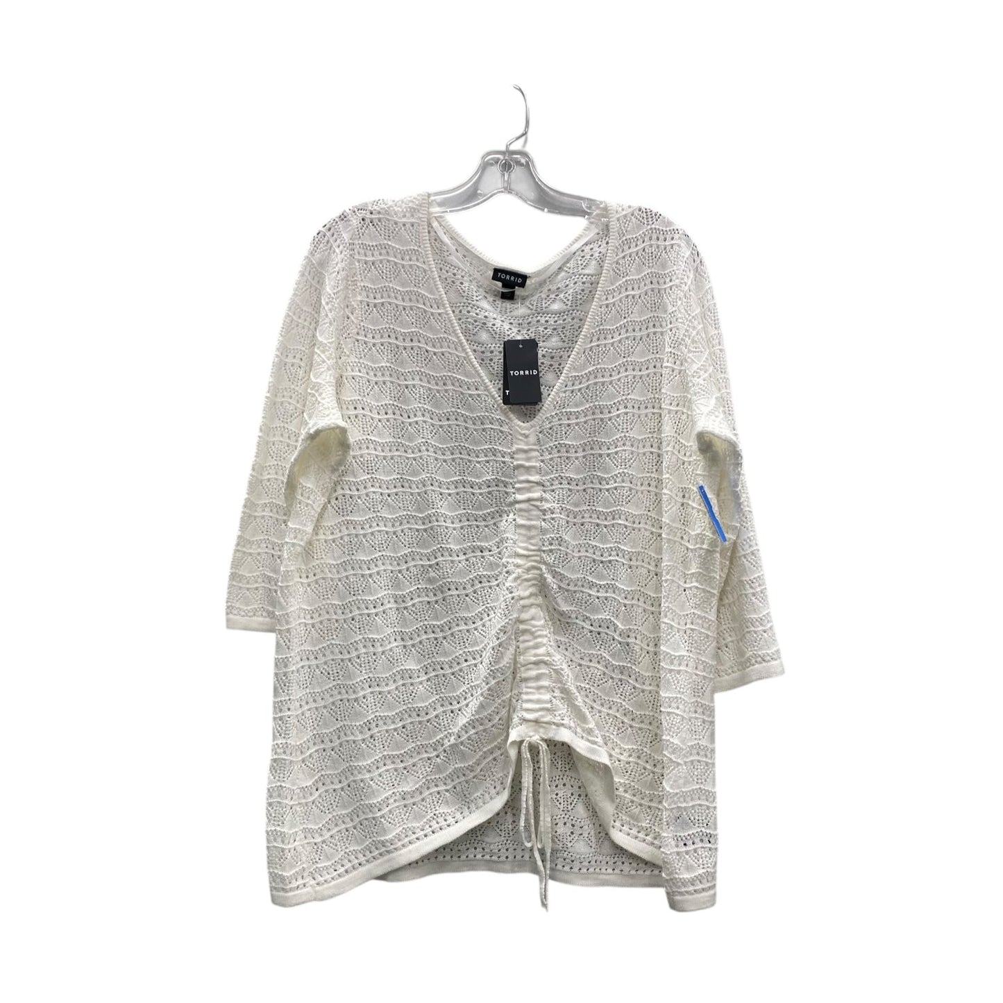 Top 3/4 Sleeve By Torrid In Ivory, Size:2X
