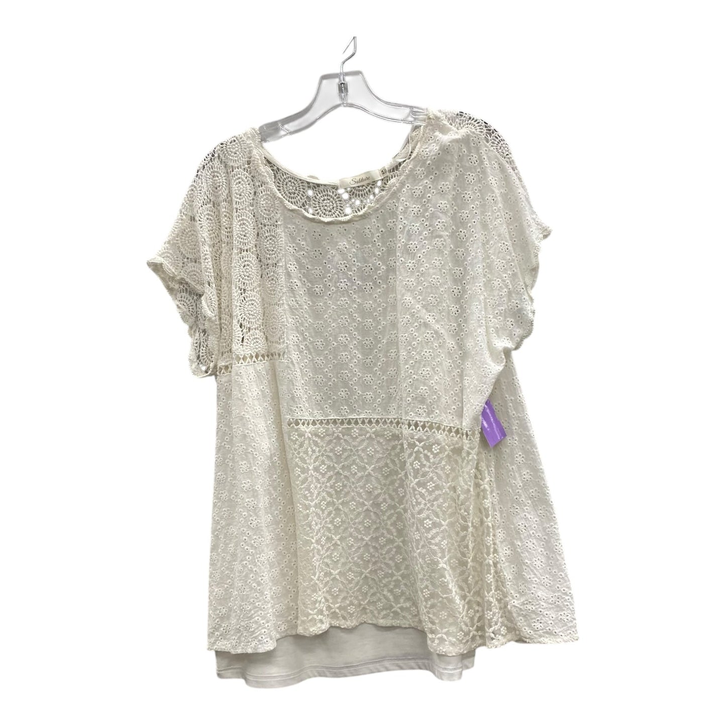 Top Ss By Salitaire In Cream, Size:2X