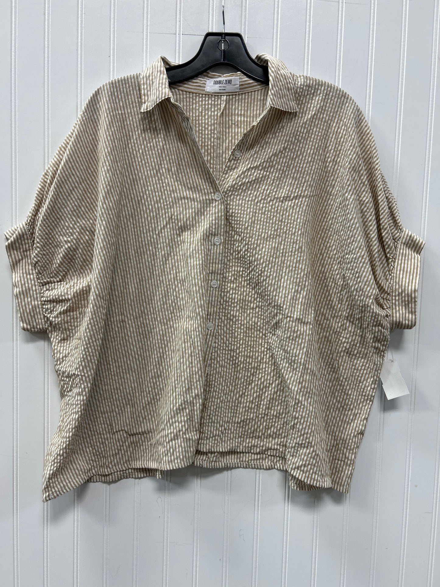 Blouse Ss By Double Zero In Tan & White, Size:S