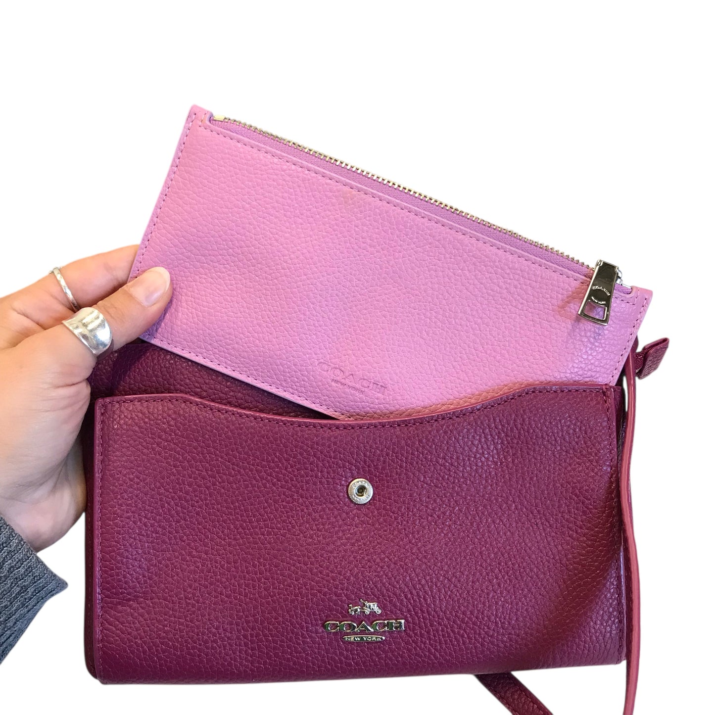 Crossbody Designer By Coach In Purple, Size:Small