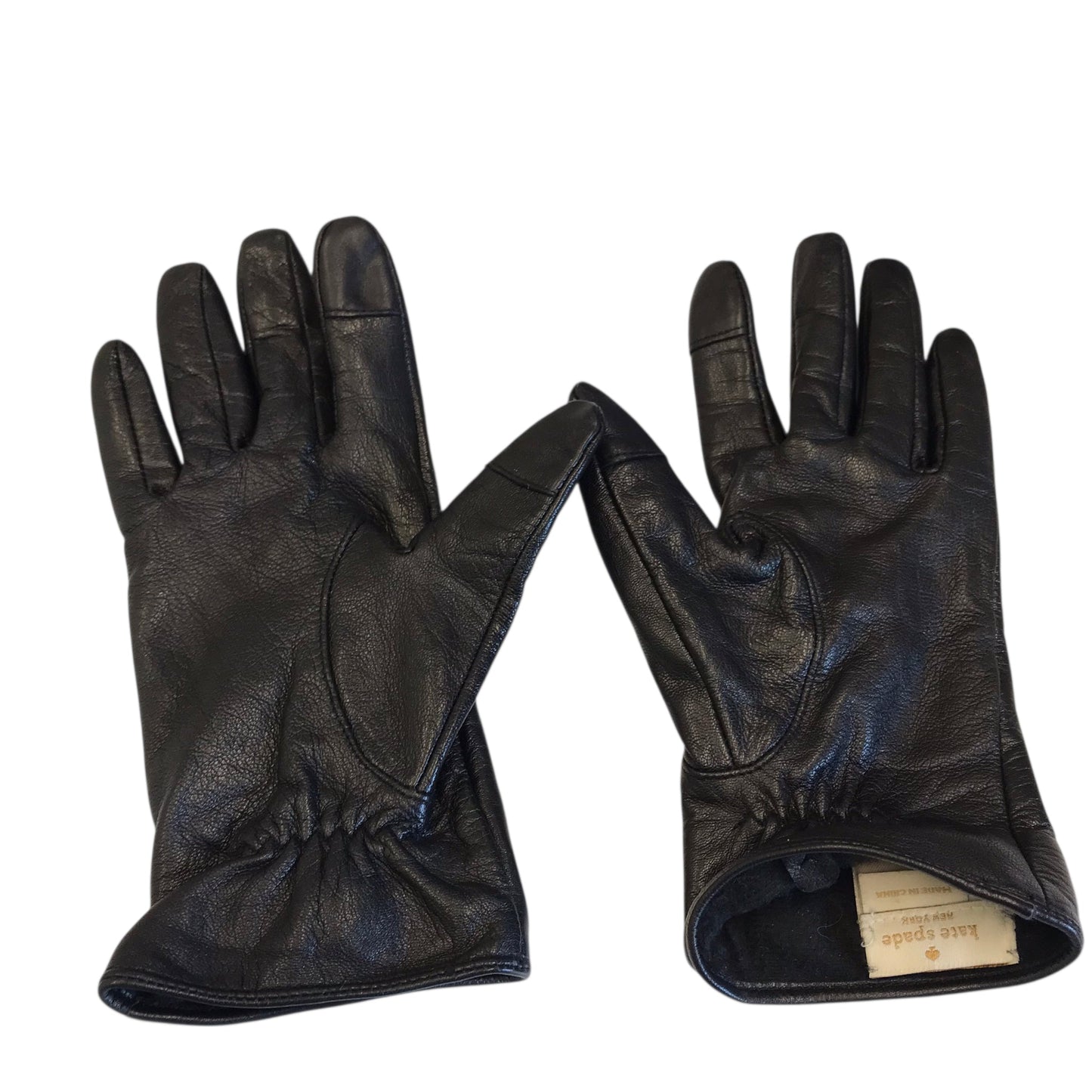 Leather Gloves Designer By Kate Spade In Black