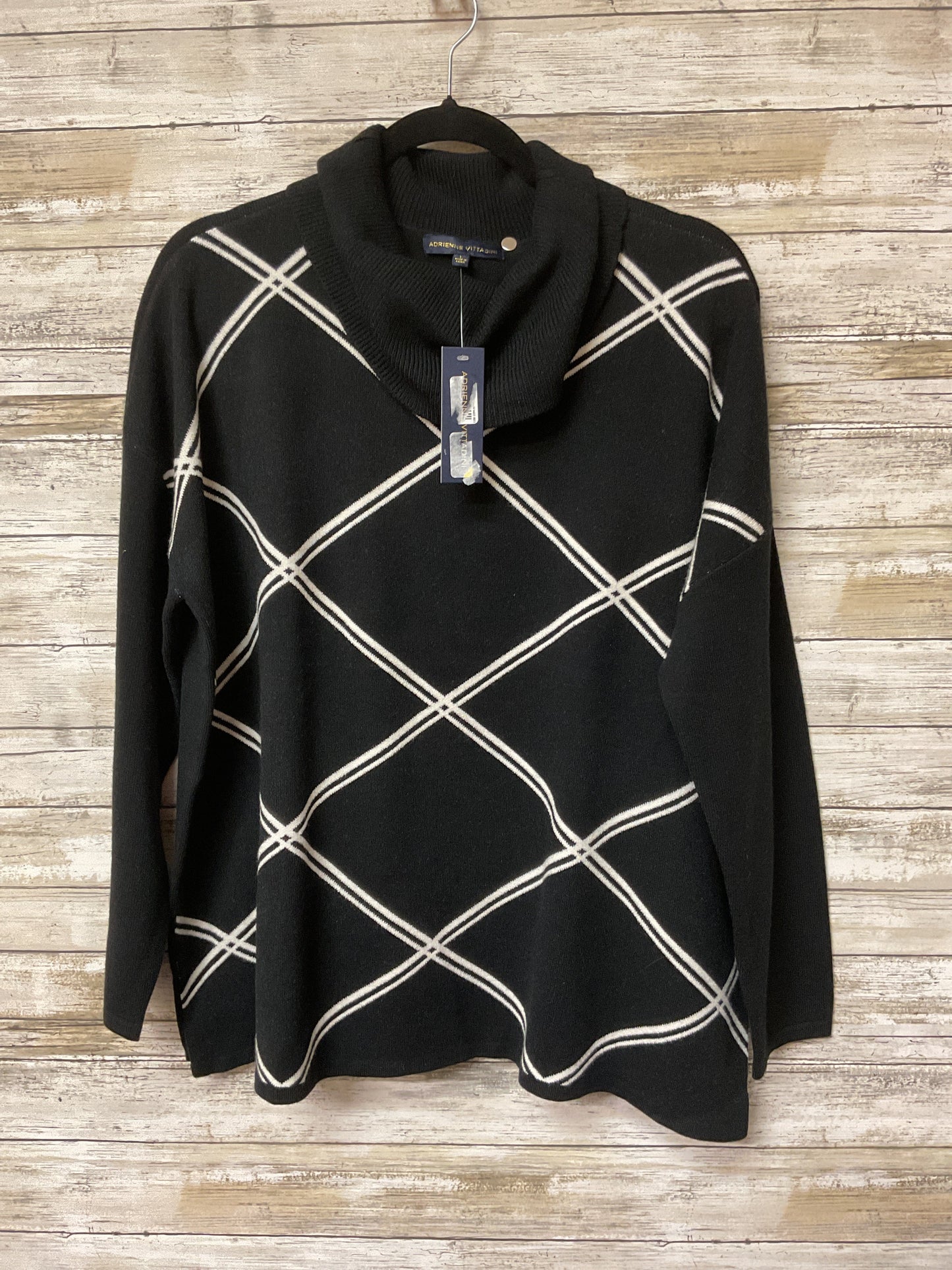 Sweater By Adrienne Vittadini In Black & White, Size:L