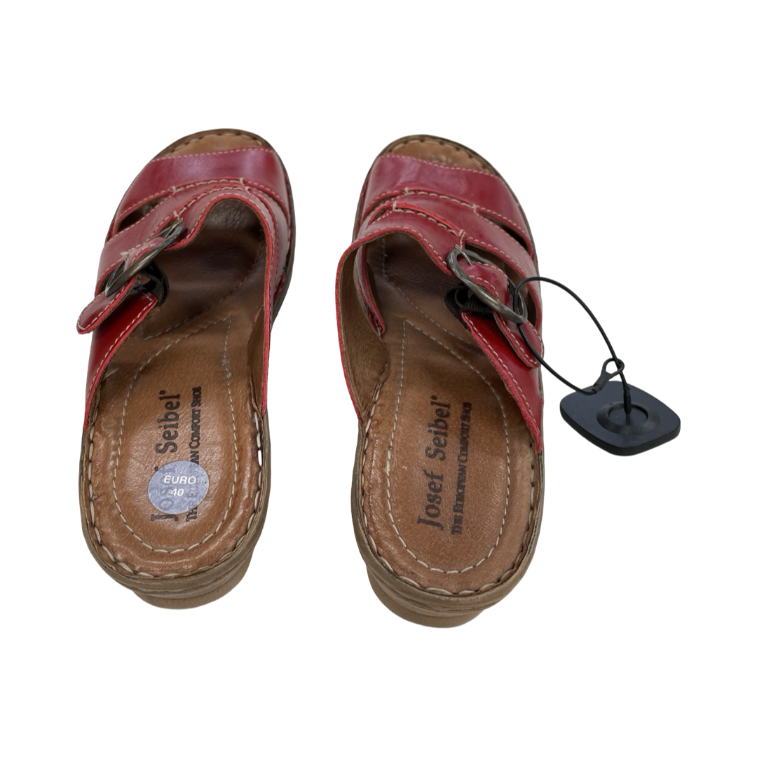 Sandals Heels Block By Josef Seibel In Red, Size:9.5