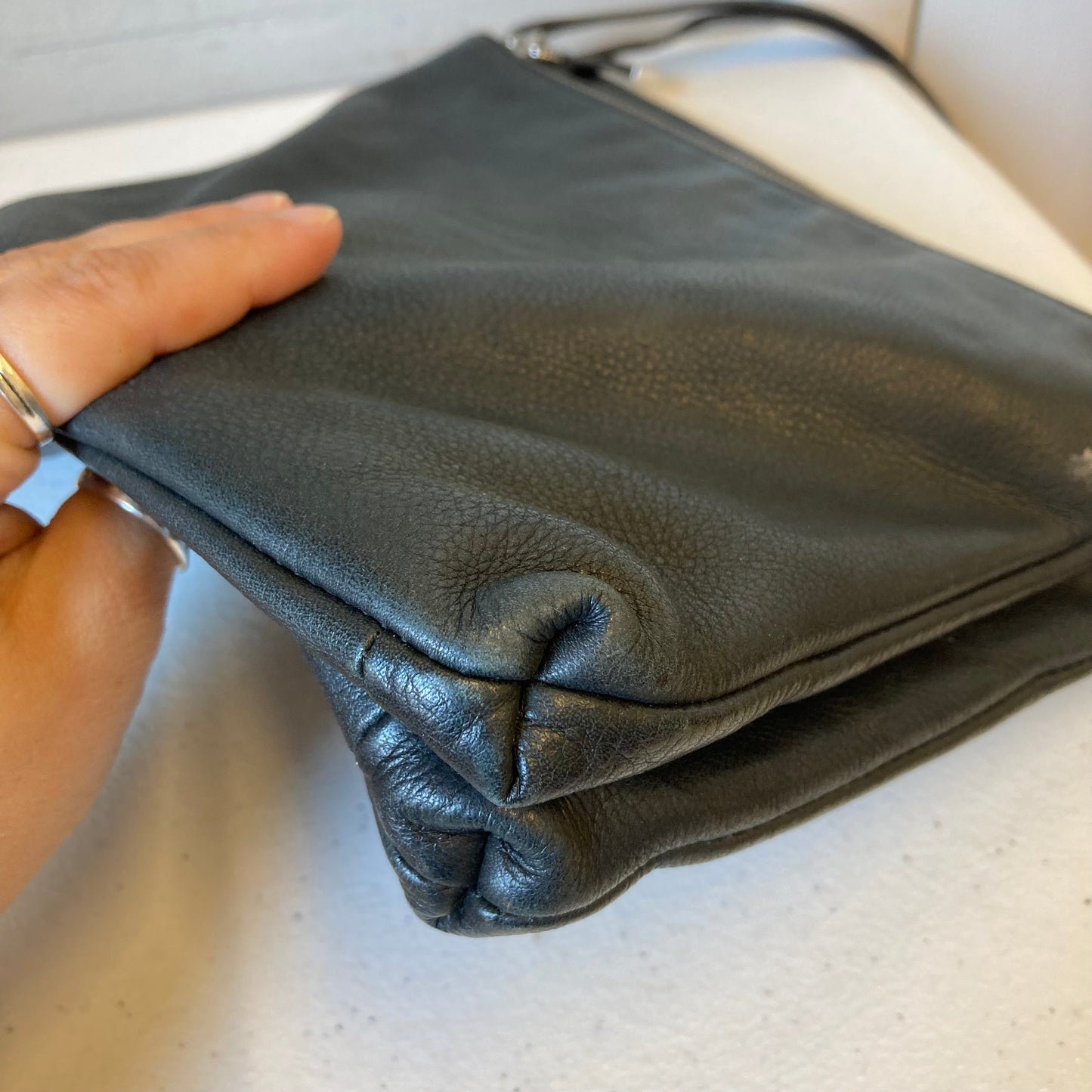 Handbag Leather By Margot In Black, Size:Medium