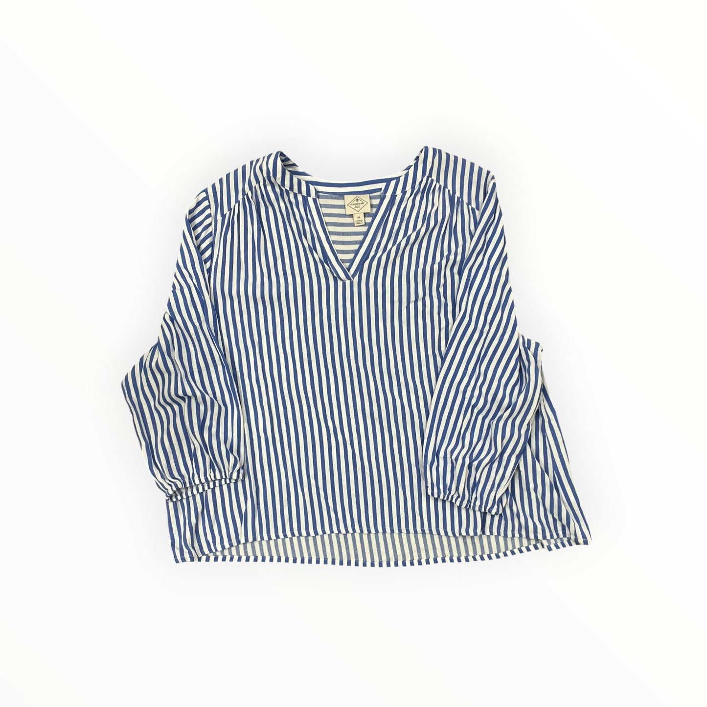 Top 3/4 Sleeve By St Johns Bay In Blue & White, Size:2X