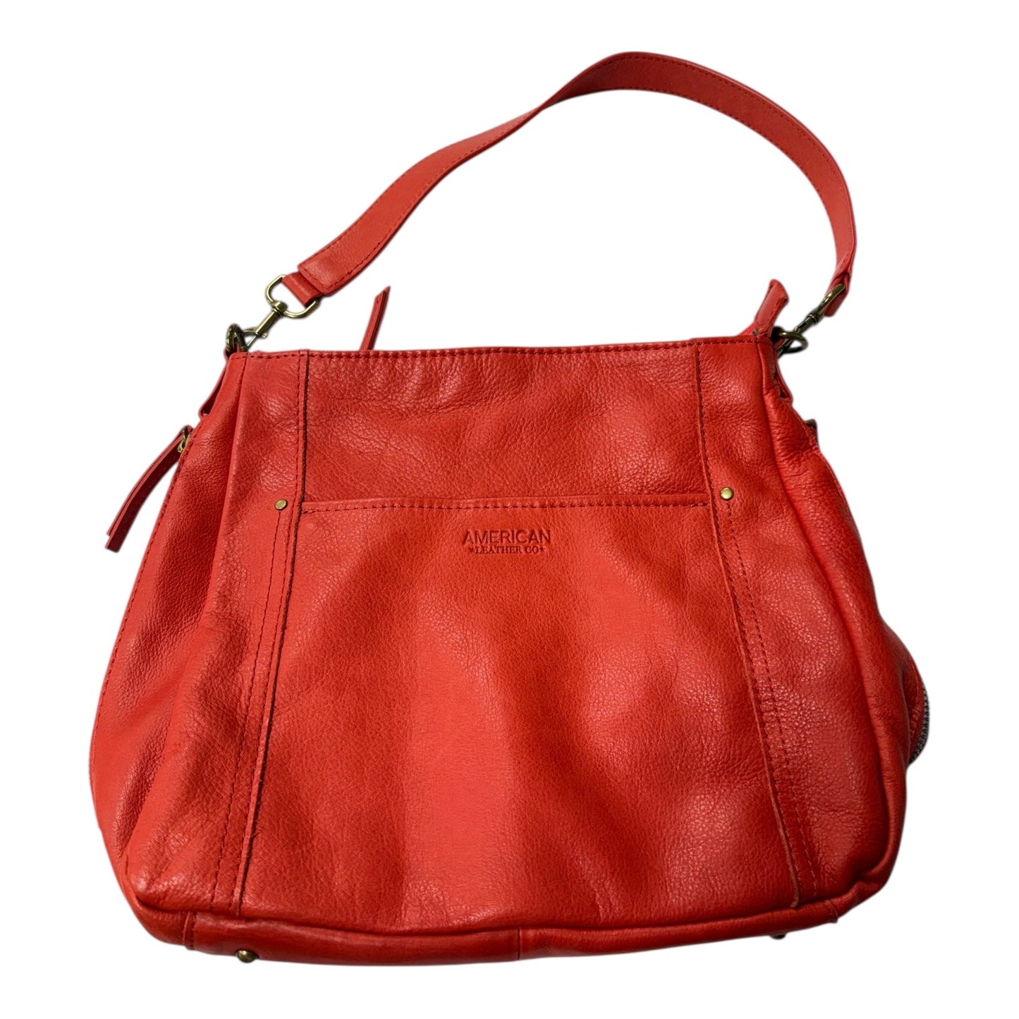 Handbag Leather By american leather In Red, Size:Medium