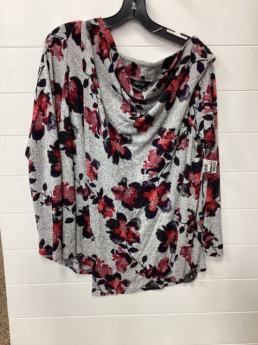 Top Ls By Simply Vera In Grey & Red, Size:1X