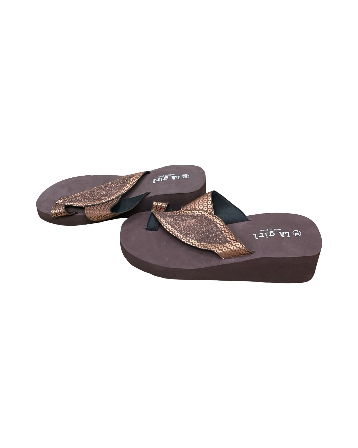 Sandals Heels Wedge By Clothes Mentor In Brown, Size:10