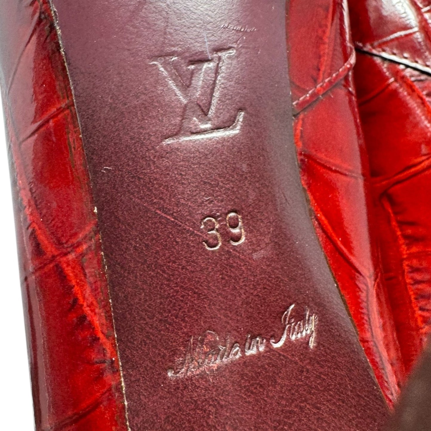 Delft Cornelia Croc Ankle Boots Luxury Designer By Louis Vuitton In Red, Size: 9 (IT 39)