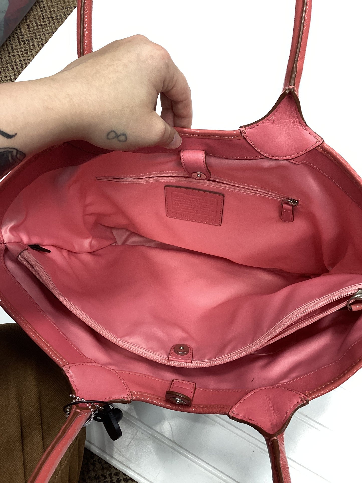 Handbag Designer By Coach In Pink, Size:Medium