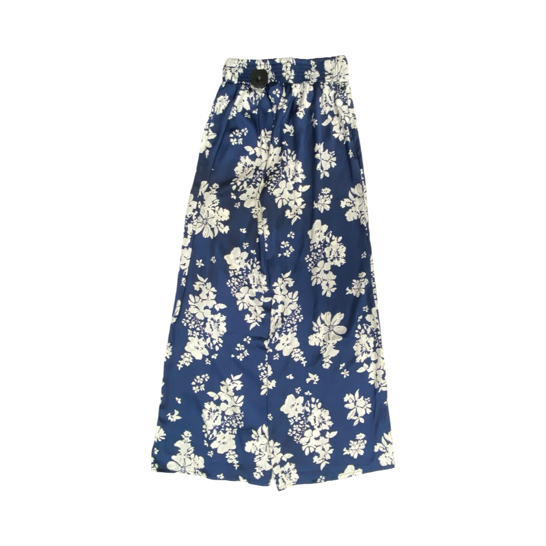 Pants Wide Leg By Elan In Blue & White, Size:S