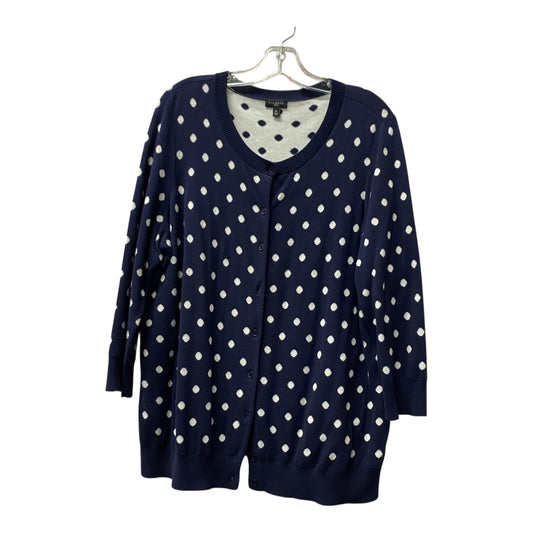 Sweater Cardigan By Talbots In Blue & White, Size:1X