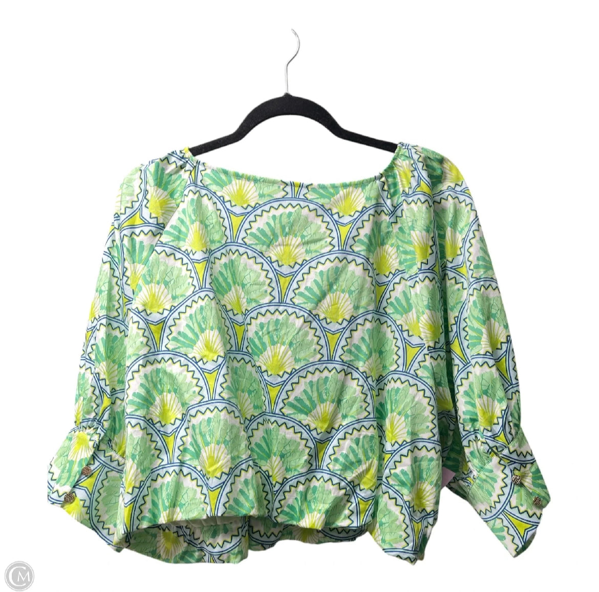 Top 3/4 Sleeve By EMILY MCCARTHY In Green, Size: 2x