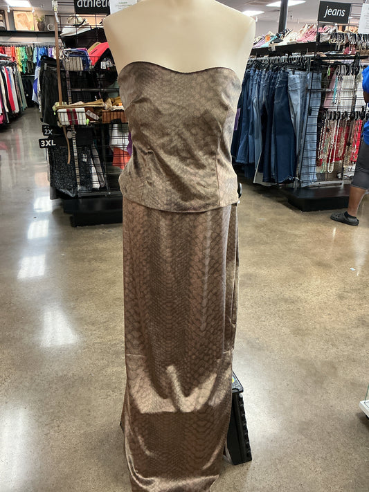 Skirt Set 2Pc By Fashion Nova In Bronze, Size:Xl
