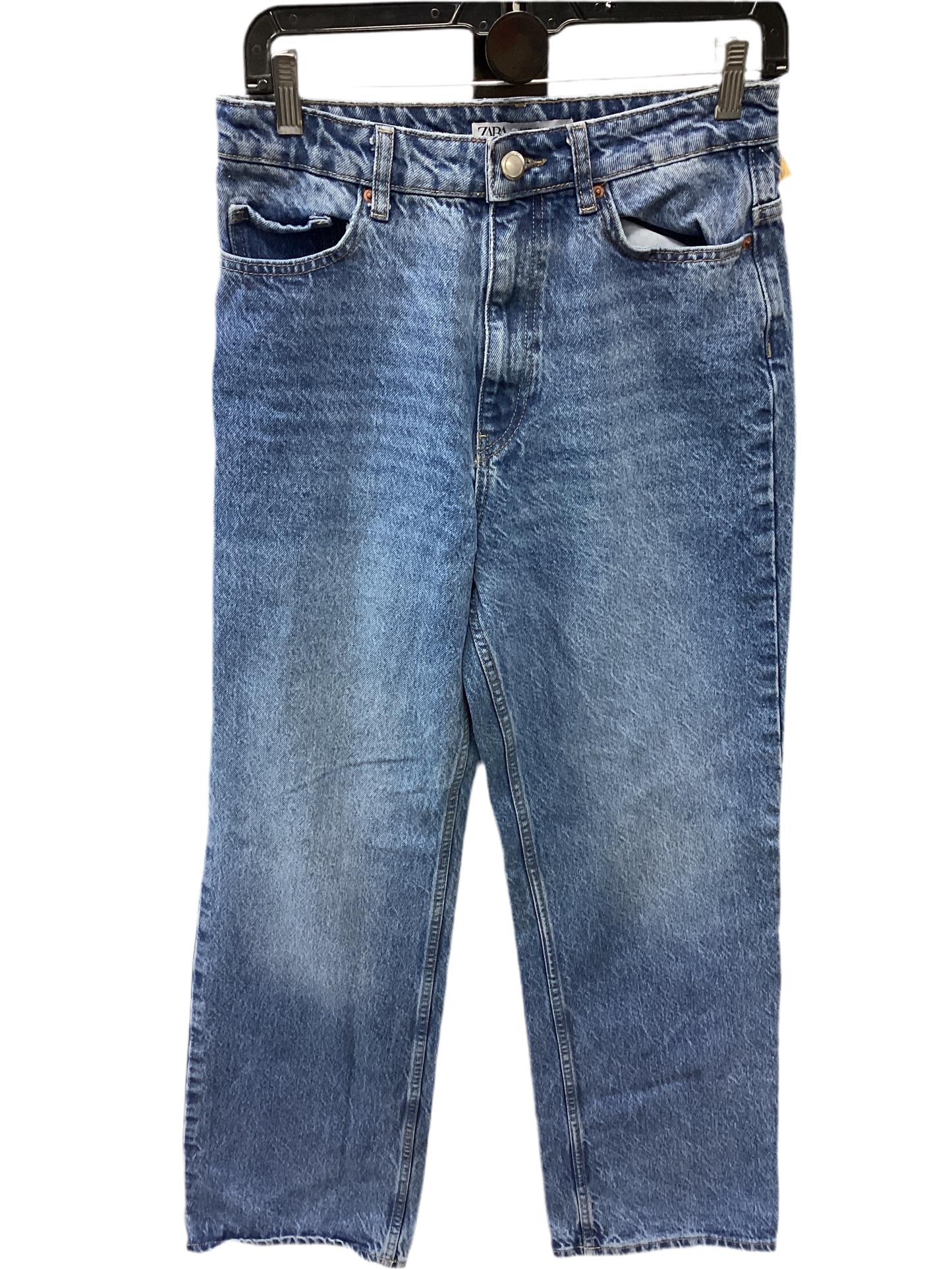 Jeans Straight By Zara In Blue Denim, Size:6