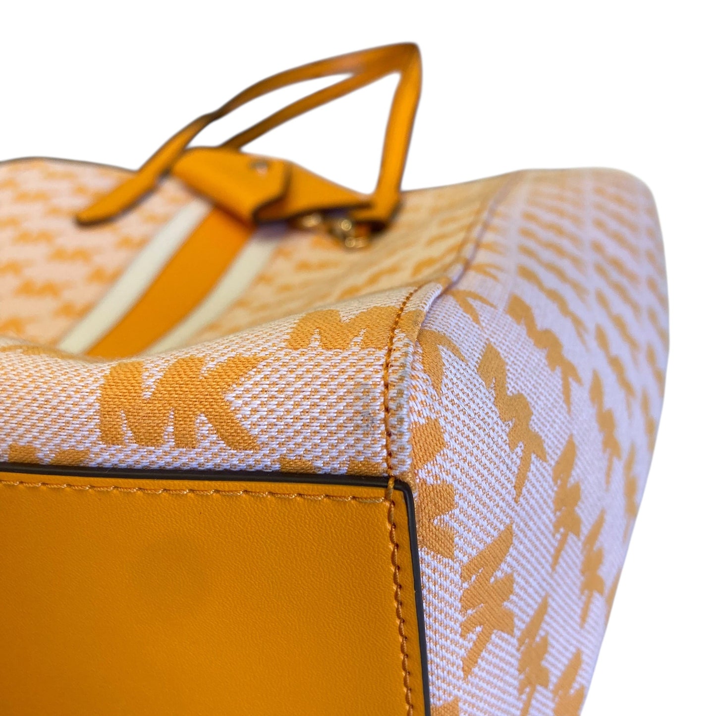 Handbag Designer By Michael Kors In Orange & White, Size:Large